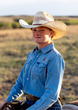 Youth - Denim Bronc Pearl Snap Wrangler